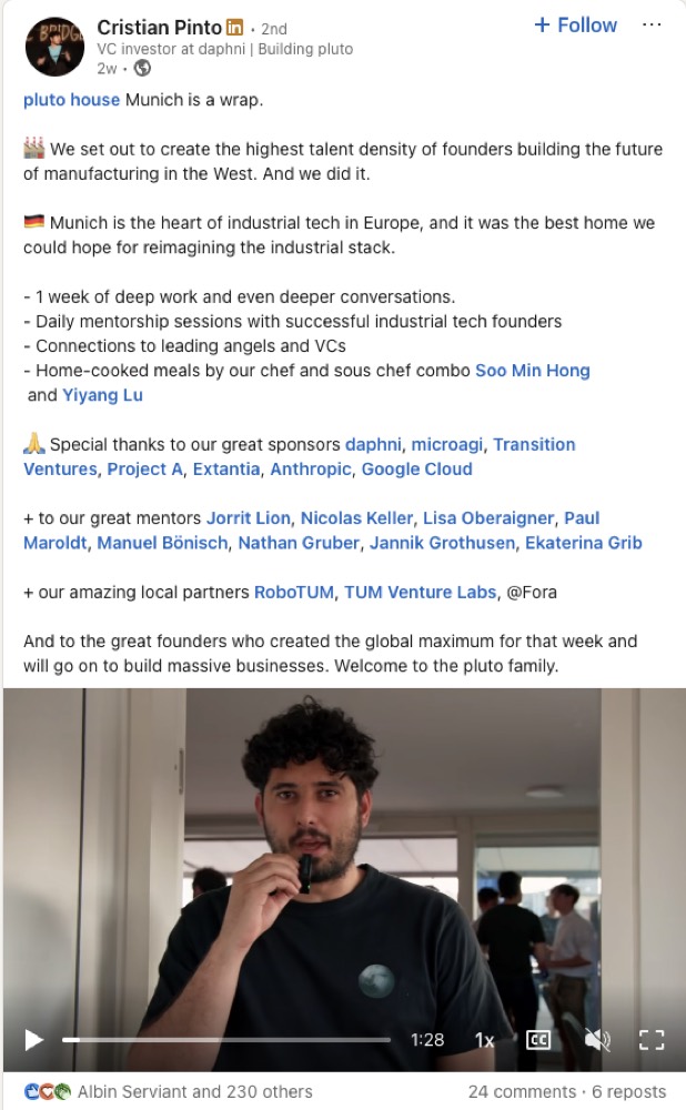LinkedIn post example