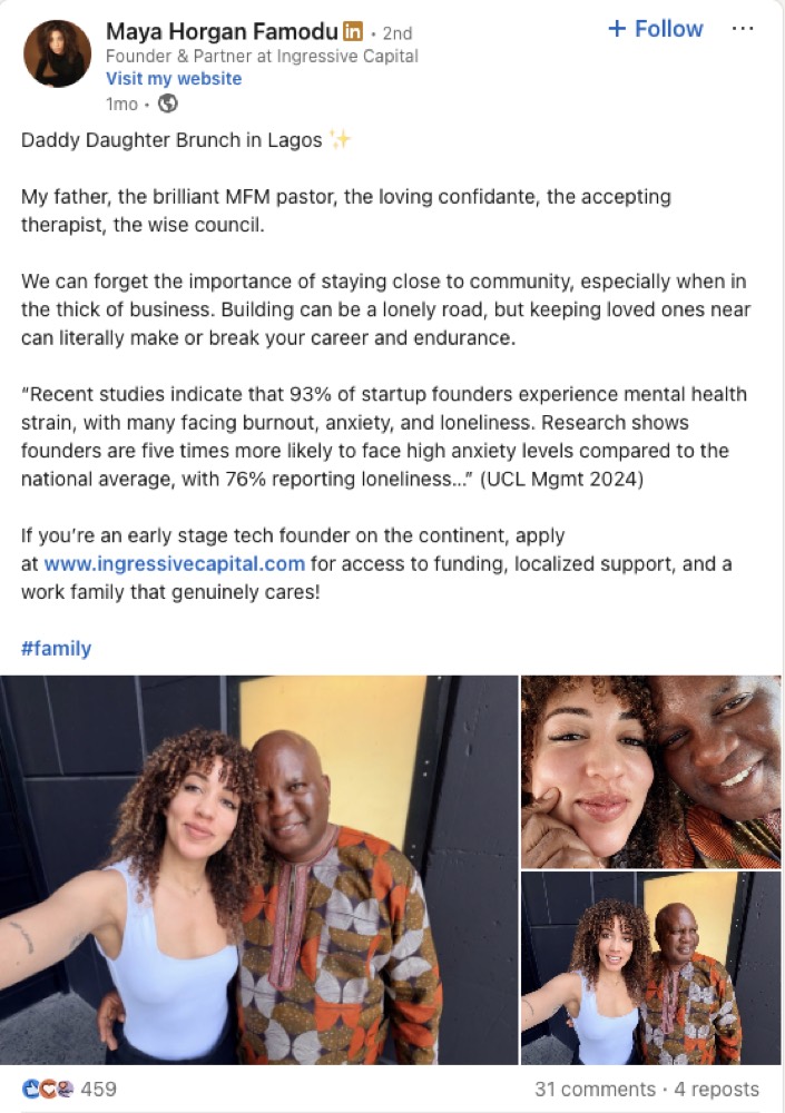 LinkedIn post example
